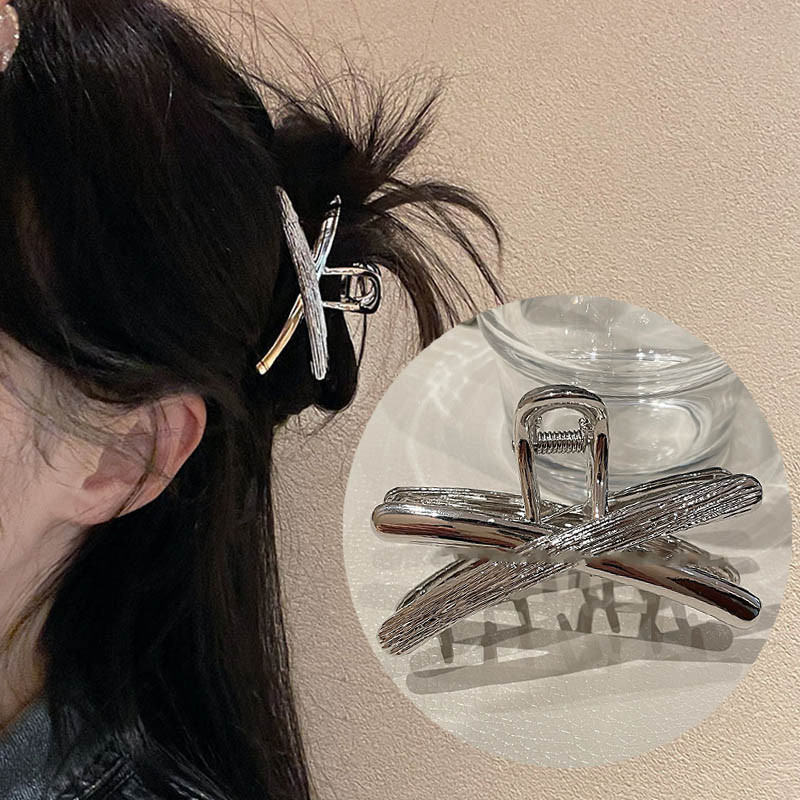 New Style Metal Cross Half-Grab Clip Back Head Elegant Temperament ...