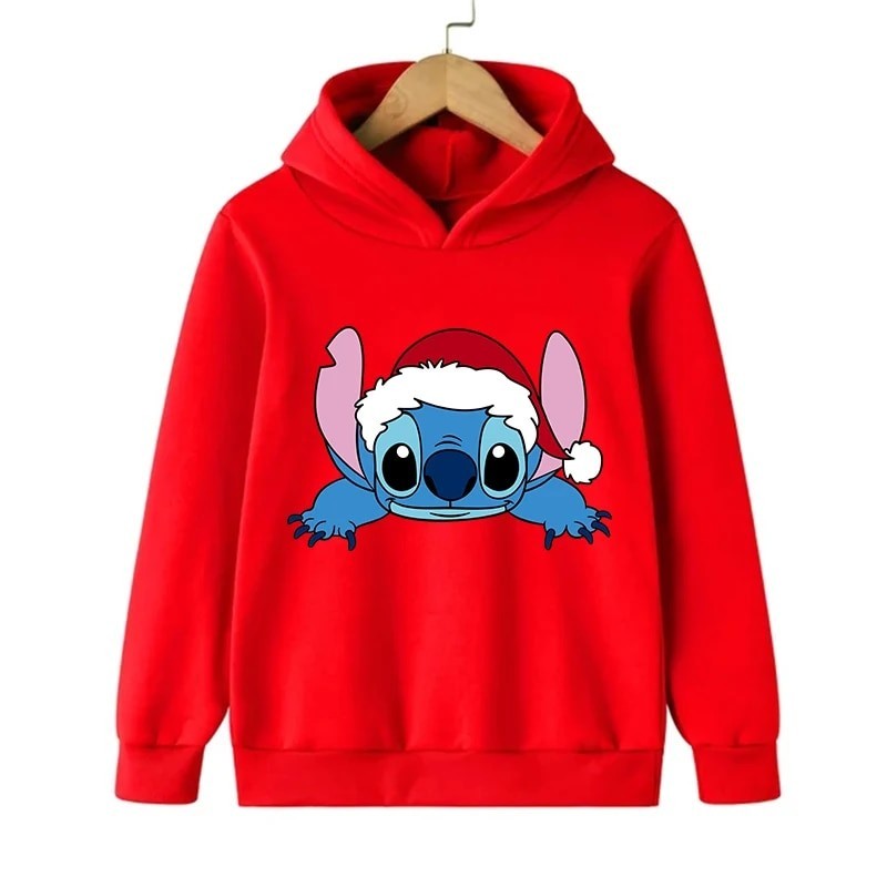 Disney Stitch Hoodie Christmas Children Cartoon Clothes Kid Girl Boy ...