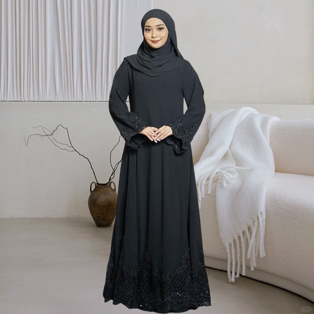 Premium Italian Chiffon Embroidery Abaya jubah wanita muslimah Moden Fesyen Terkini Turkey Dubai Indian Dinner DressTQ. Shopee Malaysia