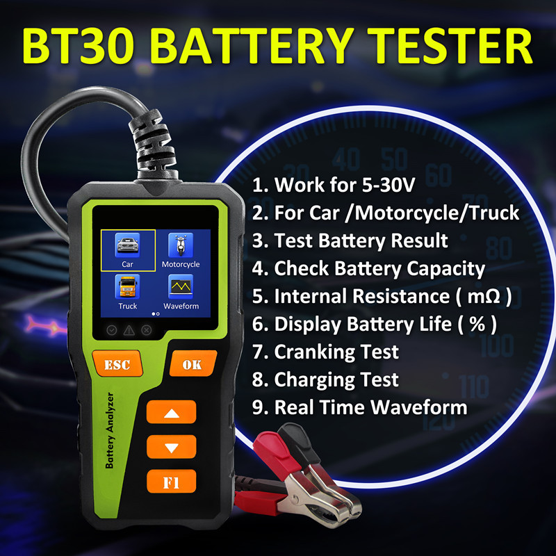 CBW Battery tester BT30 12V 24V Digital Car Analyzer Diagnostic Tool ...