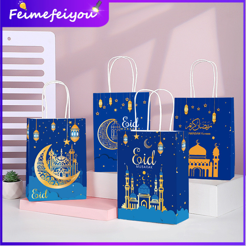 [Ready Stock]5pcs Hari Raya Bag Kertas biru Eid Mubarak Handle Paper ...