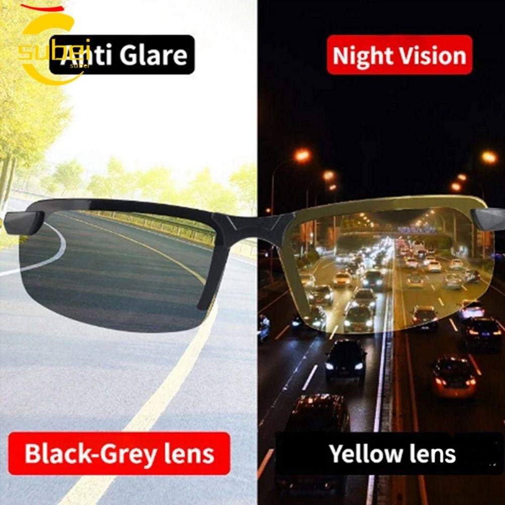 SUBEI1 Night Vision Glasses Cycling Driving Half Frame AntiGlare Day and Night Glasses Shopee