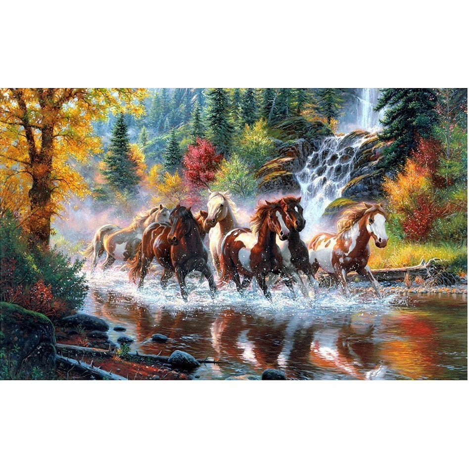 5D Diamond Painting Running Horses DIY Painting Kit Home Decoration ...