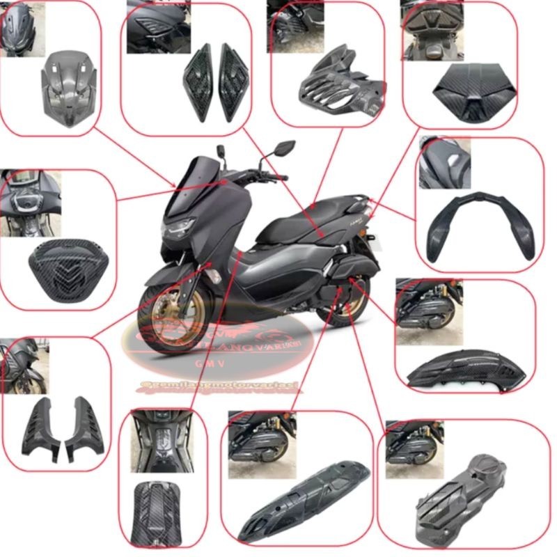 Variation Of Body Kit Yamaha Nmax All New 2020-2021 Carbon Carbon Nemo ...