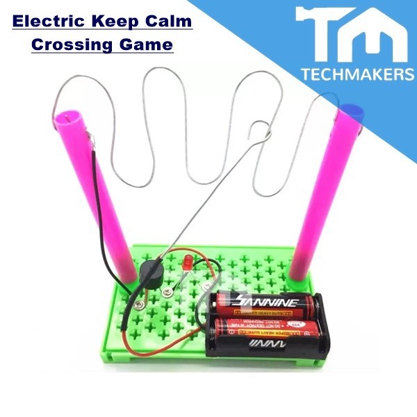 Electric Keep Calm Crossing Game Don't Buzz the Wire Game Test Hand Buzzer Electric Maze Toy Kids Kid TechMakers DIY
