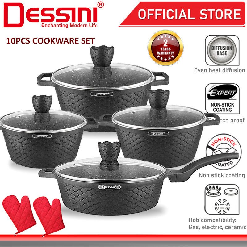 DESSINI ITALY GGF-10-S 10 Pcs Casserole Die Cast Aluminium Non Stick ...