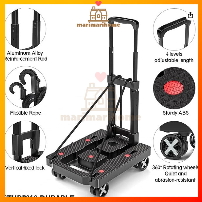 Folding Hand Truck Dolly solid Foldable Luggage Cart with 360° Rotate ...