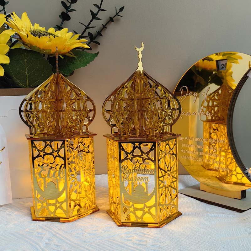 Raya Night Light LED Acrylic Hollow Ornament Aid Eid Mubarak Ramadan ...