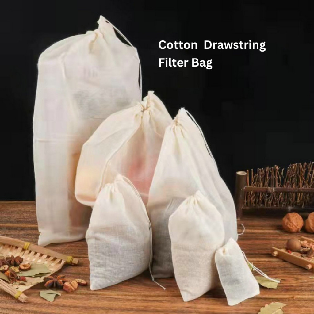 Muslin Cloth Pouch Soup Filter Bag Cotton Soya Coffee Tea Strainer Bag ...