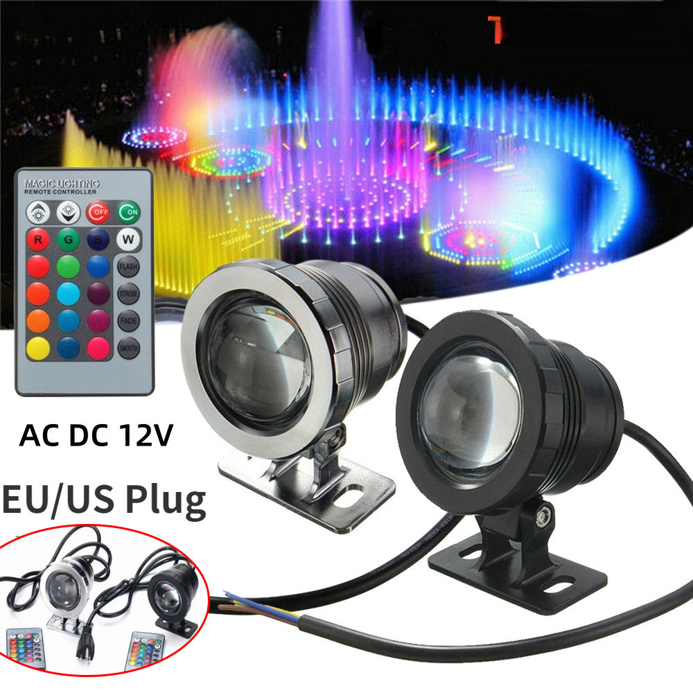 Waterproof RGB LED Flood Light Underwater Fountain Pool Pond Aquarium ...
