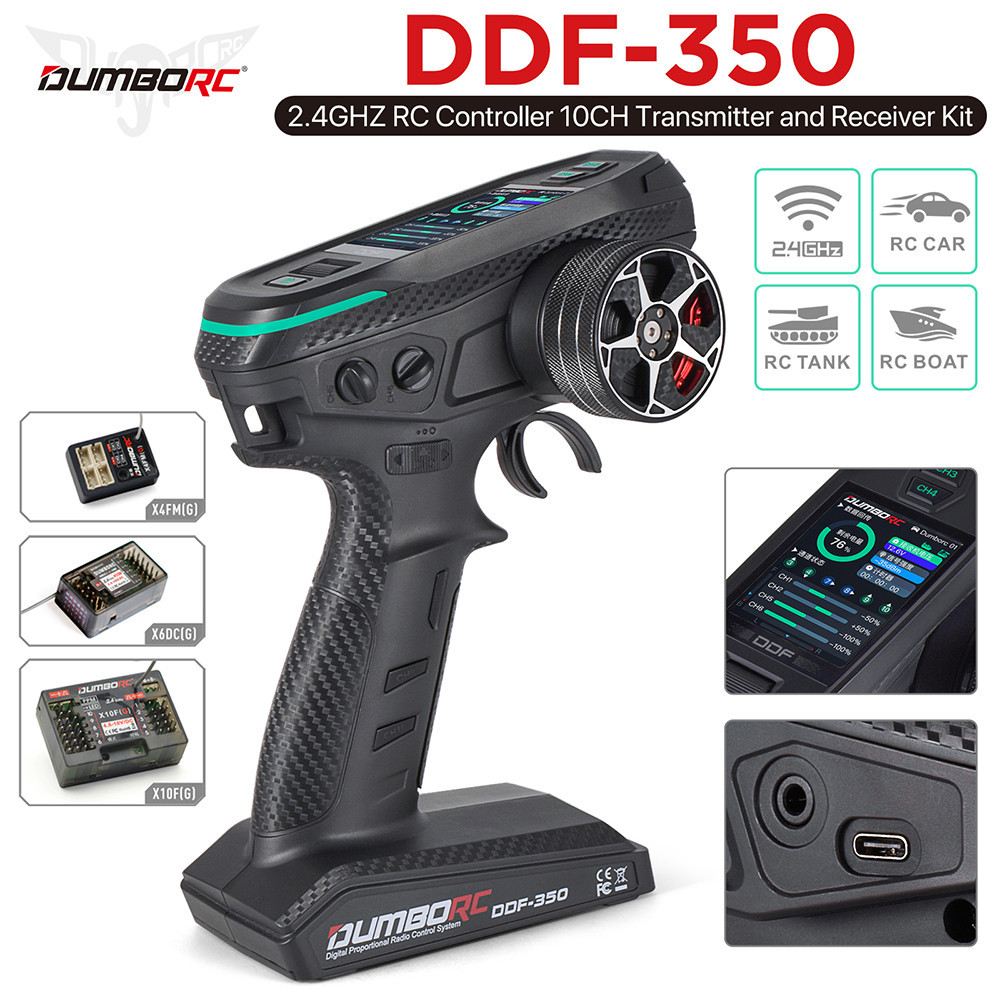 Émetteur-récepteur Radio 2.4GHz 10CH DumboRC DDF-350 Avec écran LCD - Pour Voiture/bateau RC