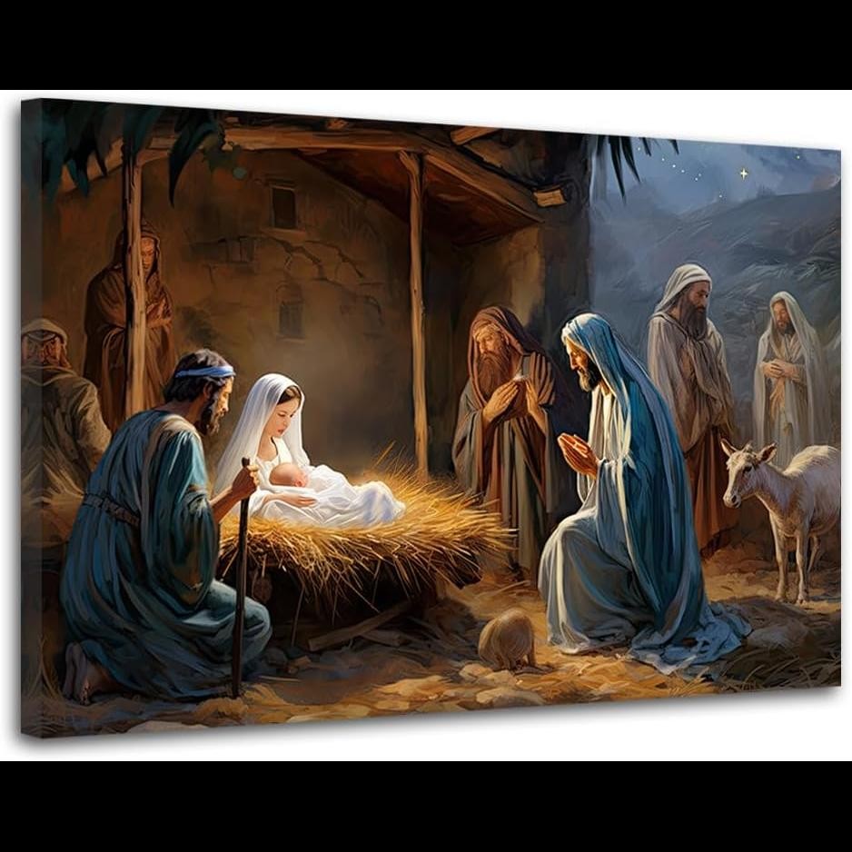 Seni Dinding Kanvas Kelahiran Yesus - Maria & Yesus Lukisan Agama ...