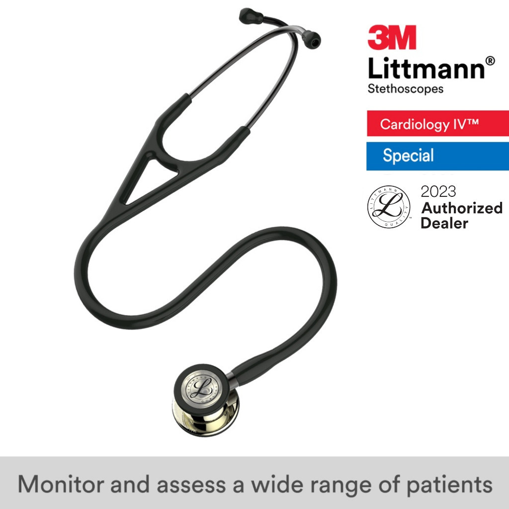 3M Littmann Cardiology IV Stethoscope Black Tube ChampagneFinish
