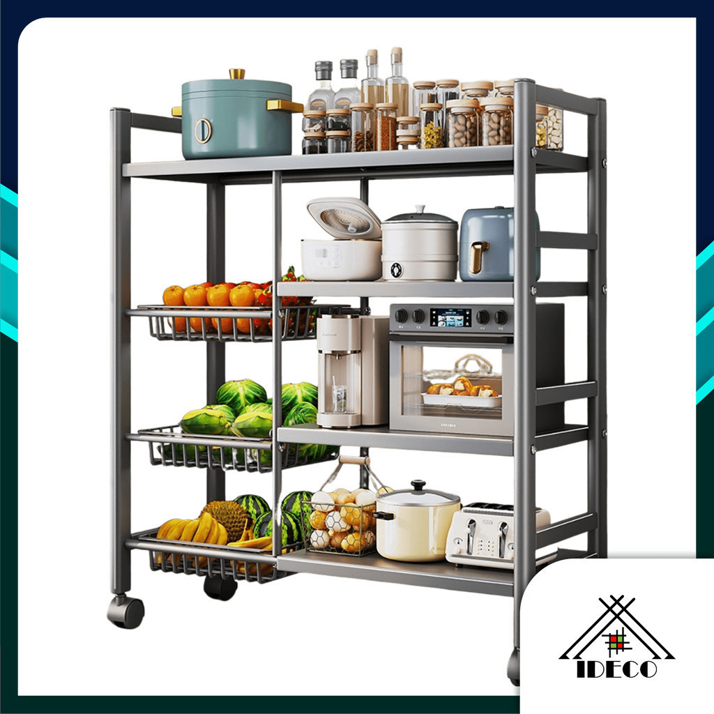 iDECO™ Kitchen Cabinet Rack Storage Shelves Kitchen Cart with Storage ...