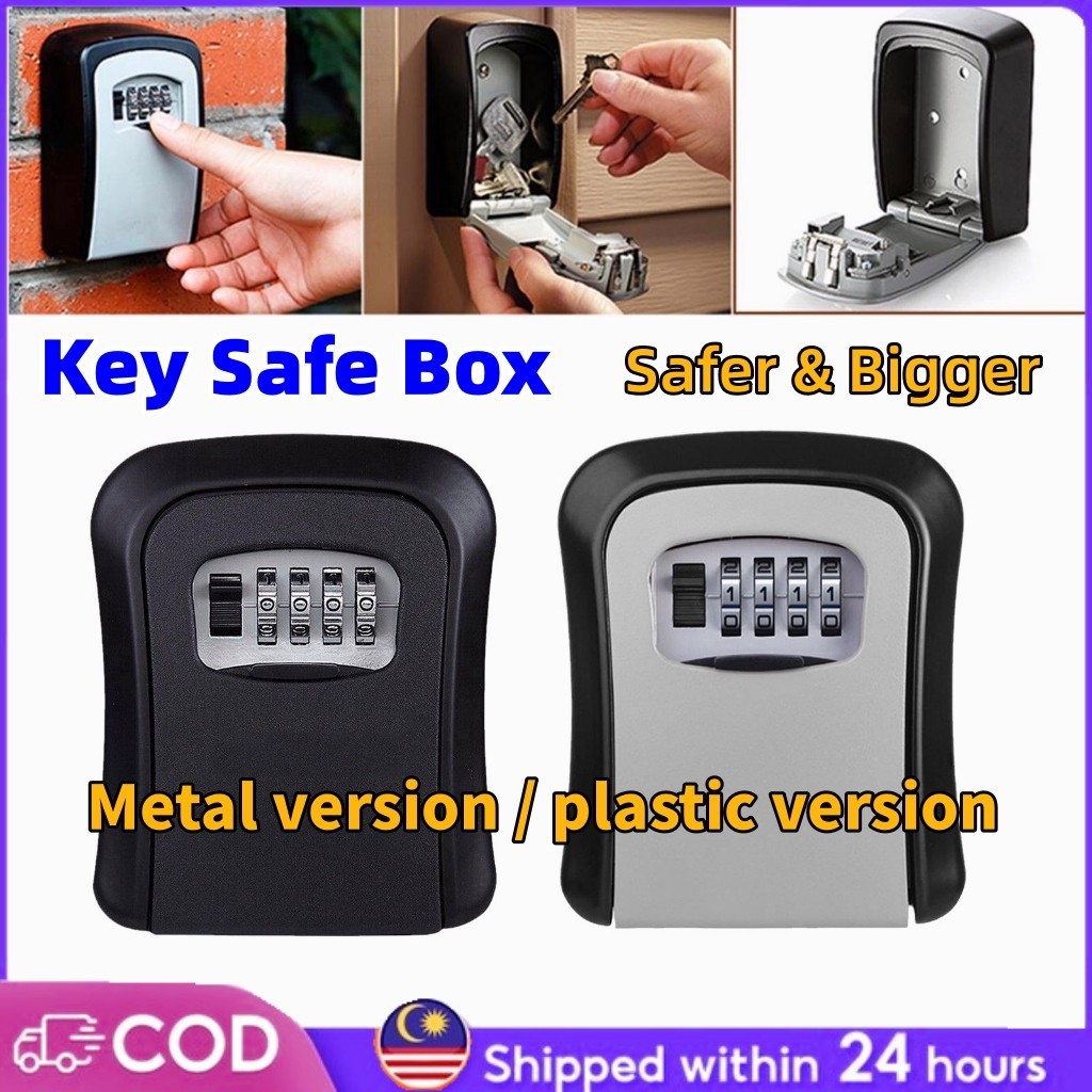 【MY 24H Ship】Wall Mounted Safe Key Box Portable Key Storage Lock Box ...