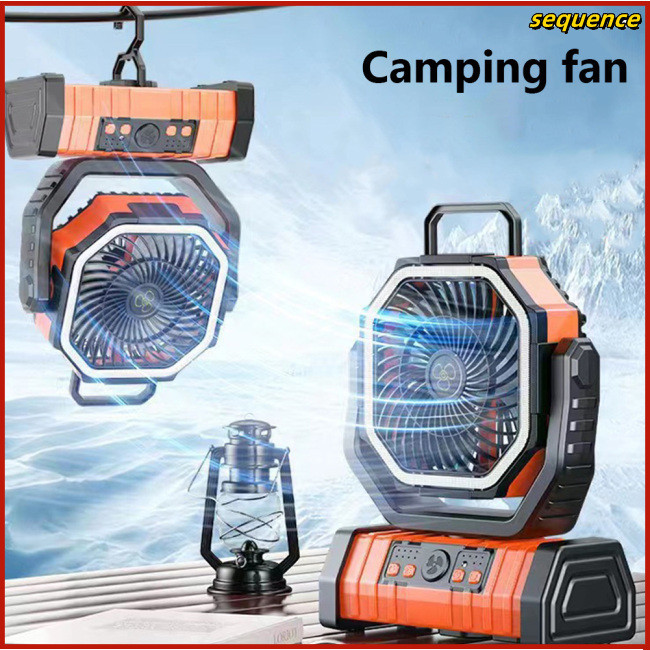 Se Camping Fan With LED Light, 20000mAh Rechargeable Battery Operated Tent Fan With Dual Hang Hook Remote Control I.1090824123