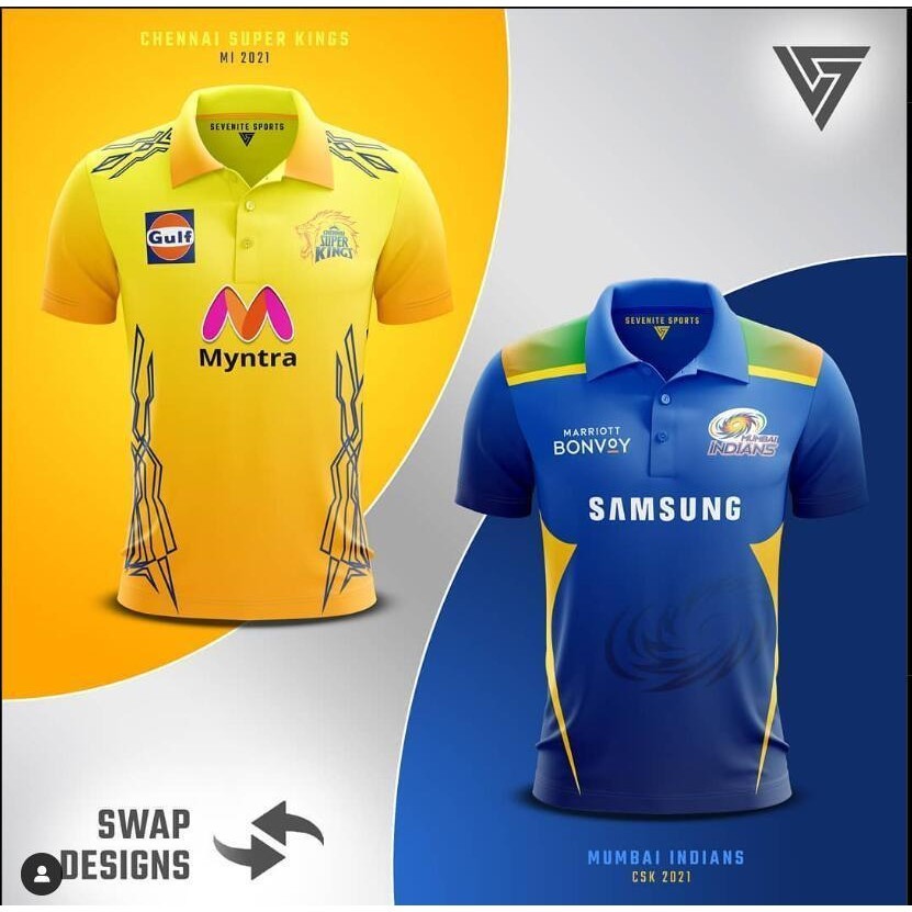 CSK Chennai Super Kings Polo Shirt India blue and yellow color design ...