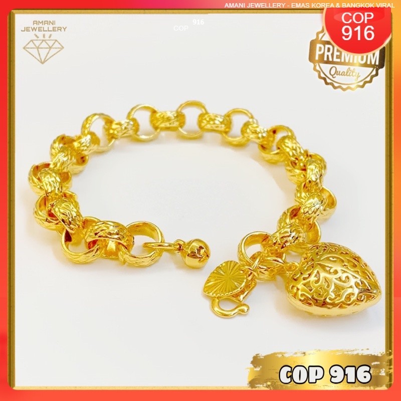 🔥Gelang Tangan CANDY 1 LOVE & PAPER CLIP COP916 Emas Korea & Bangkok