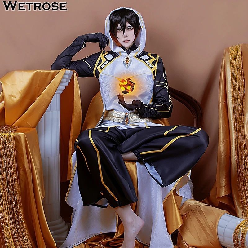 Genshin Impact Zhongli Morax Fanart Divine Cowl Cloak Shouri Cosplay Costume Full Set Anime Game 8198