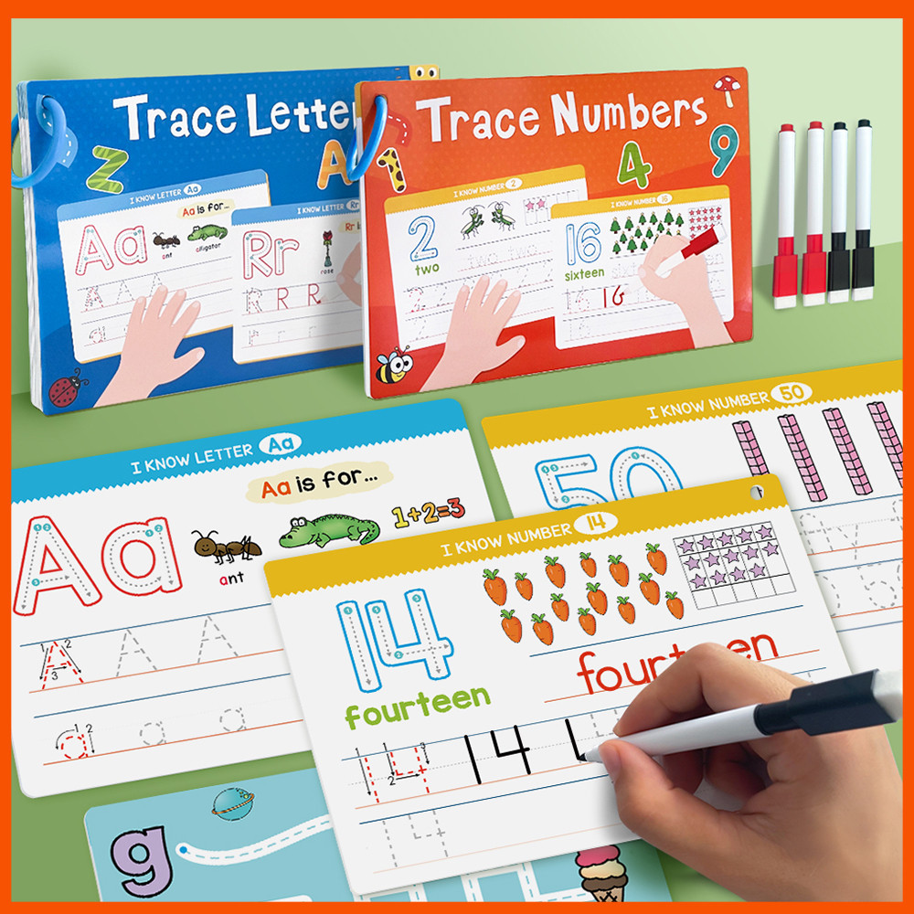 Dry Erase ABC Alphabet and Number Flash Cards Write & Wipe Tracing ...