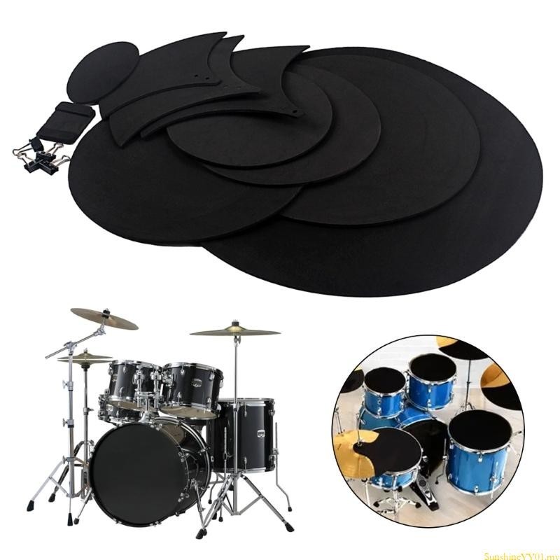 SUN 14 Pieces Drum Silencers Pads with 4 Binder Clips Cymbal Drum Mute Pads Lightweight Drum