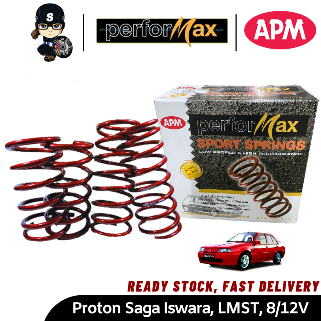 APM Performax Saga Iswara, LMST, 8V/12V Heavy Duty Lowered Sport Spring ...