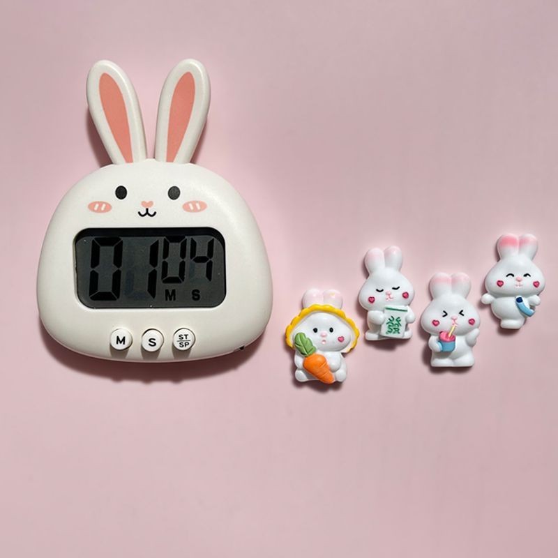 卡通可爱兔子厨房计时器冰箱贴磁性贴个性创意3d立体磁吸铁定时器Cartoon Cute Rabbit Kitchen Timer ...