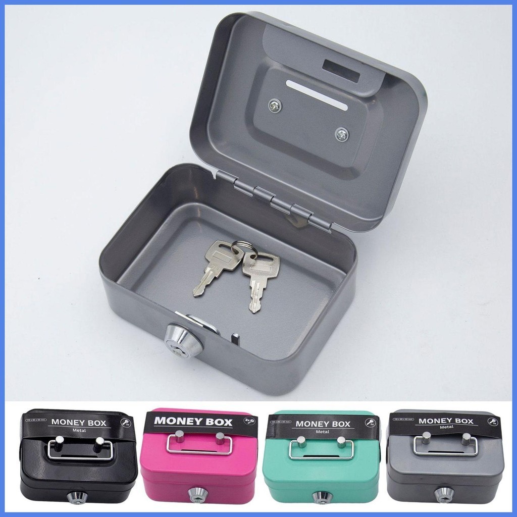 Mini Metal Money Box With Key Lock Sturdy Safe Lock Box Money Bank for ...