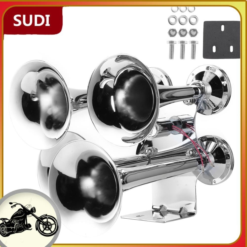 Sudi Train Air Horn Waterproof 4 Trumpets Powerful 12V/24V for Bike