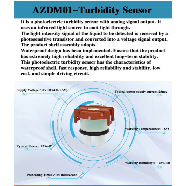 Turbidity sensor kit AZDM01 (with temperature sensor head) | Shopee ...