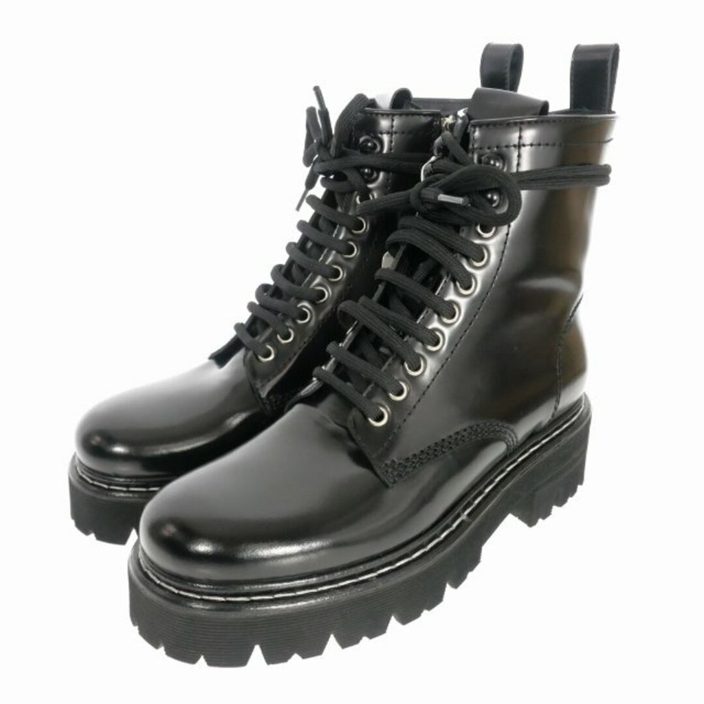 Dsquared Lace Up Combat Boots Side Zip Cowhide 38 Black | Shopee Malaysia