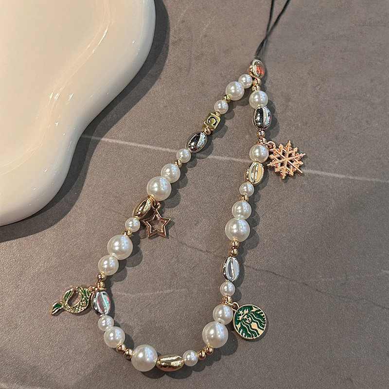 Fashion Star Buck Pendant Pearl Beads Phone Lanyard Wrist Strap Handmade Bracelet Anti lost Keychain Camera Charm Chain String Hanging Cord Shopee Malaysia