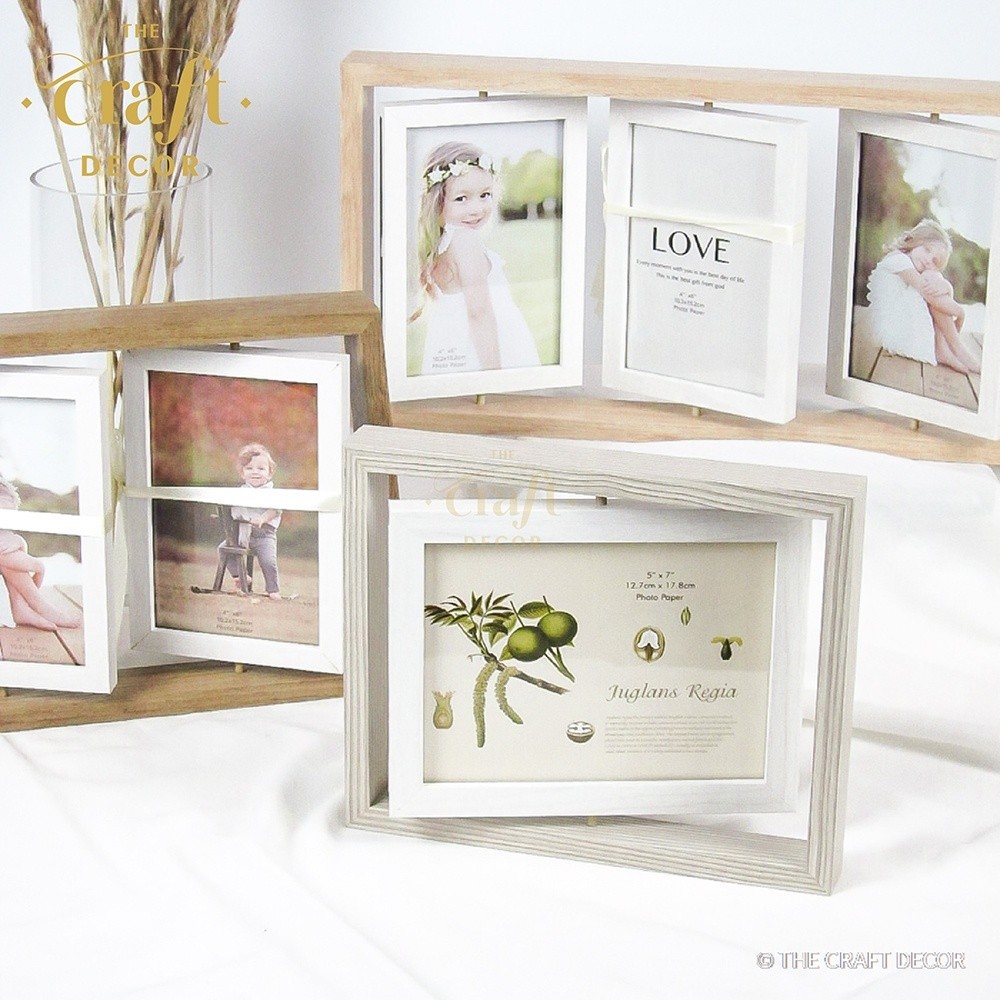 The Craft Decor 360° Wooden 2 Sided Photo Table Frame With Double Panel ...