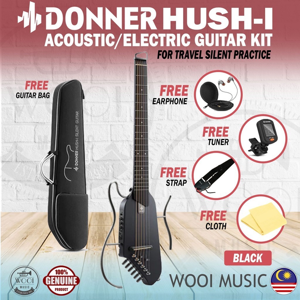 Donner HUSHI Acoustic Electric Guitar Kit for Travel Silent Practice