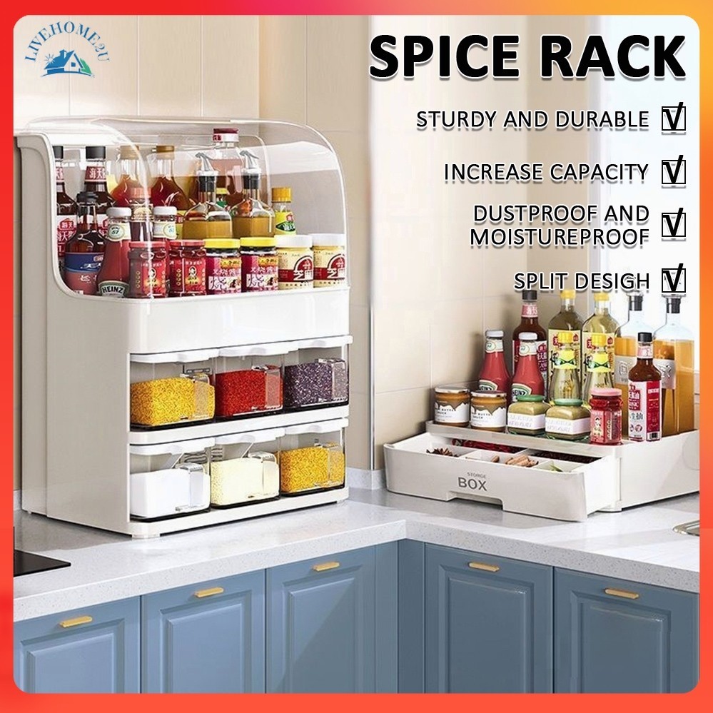 Kitchen Spice Rack Lid Kitchen Spice Condiment Box Multi-Functional ...