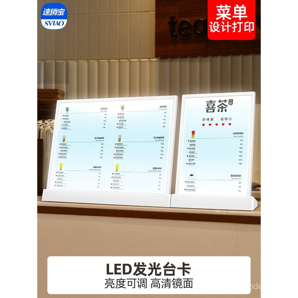 Bar LED Luminous Menu Display Card Desktop a3a4 Table Card Advertising ...