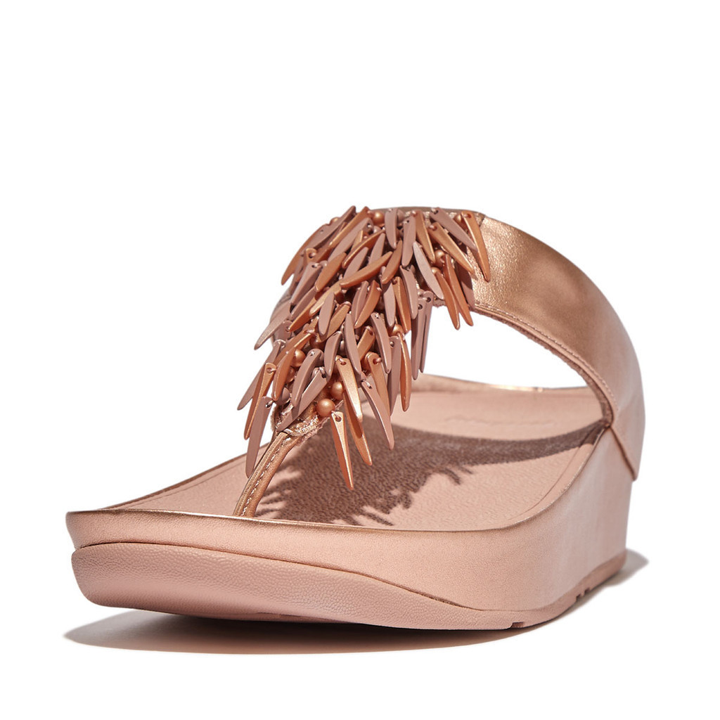 FitFlop RUMBA Beaded Metallic Toe Post Sandals Rose Gold HI7 323 Shopee Malaysia