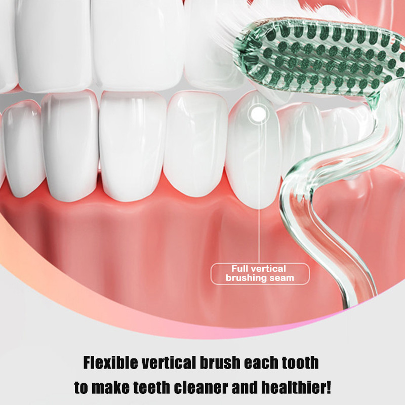 SShaped Vertical Toothbrush For Cleaning And Massaging Gums On Adult