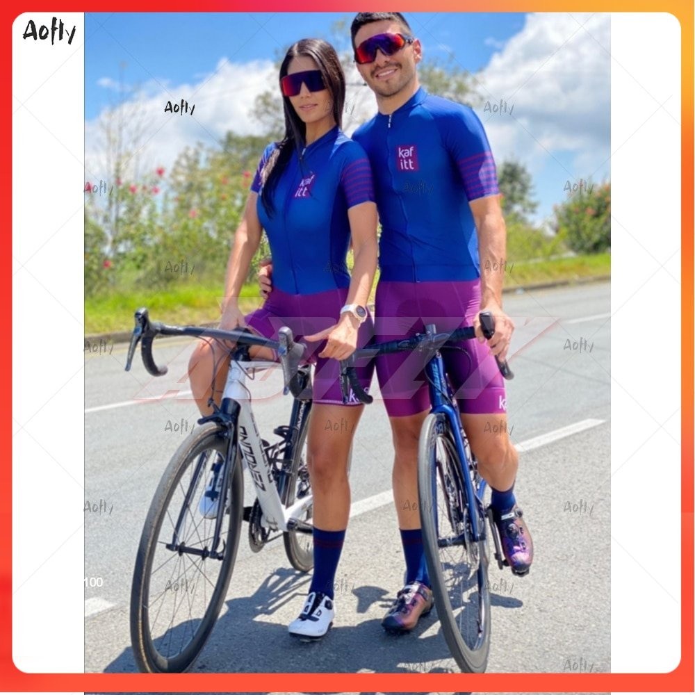 Kafitt Blue Purple Couples Professional Clothes Cycling Triathlon Suit ...