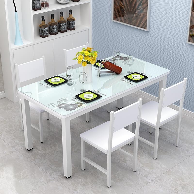 Steel Wood Dining Tables and Chairs Set Simple Modern IKEA Glass Small ...