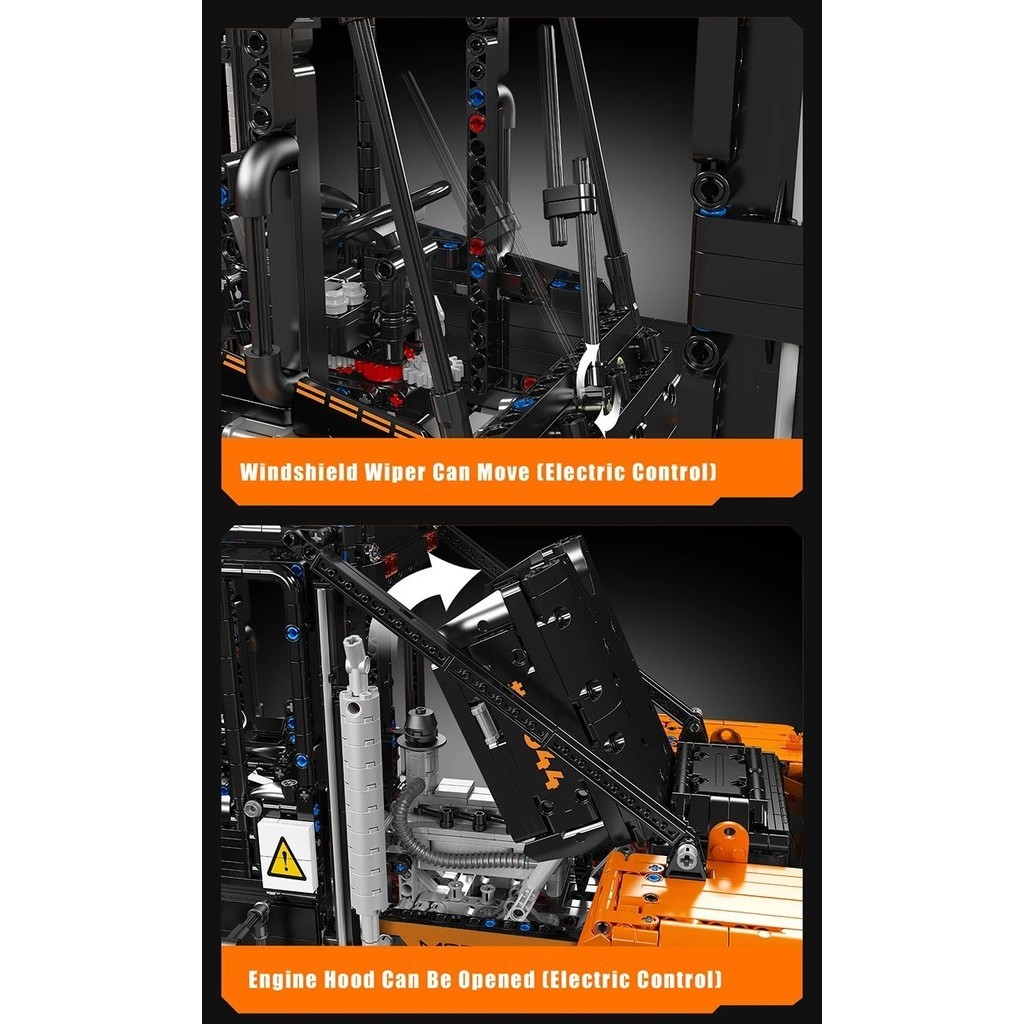 Mould King 17044 Heavy Duty Forklift, 1:6 Scale Construction Models for Adults with Authentic Details, RC Controlled by App (Orange, 4579 Pieces