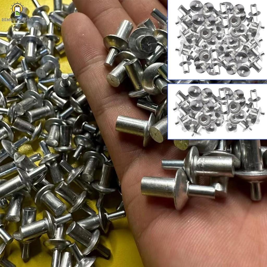 100/200Pcs Round Head Rivet Set Reusable Aluminum Core Rivet Hammer ...