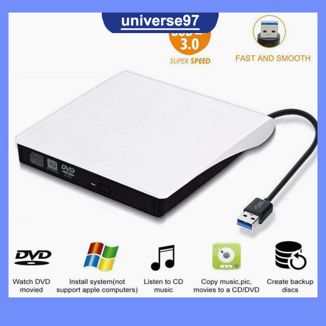 PING External Slim USB 3.0 DVD Drive DVD ± RW CD-RW Burner Player for ...