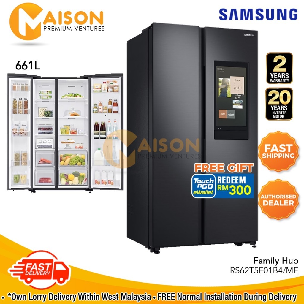 Samsung Digital Inverter Side By Side Refrigerator with Family Hub 661L