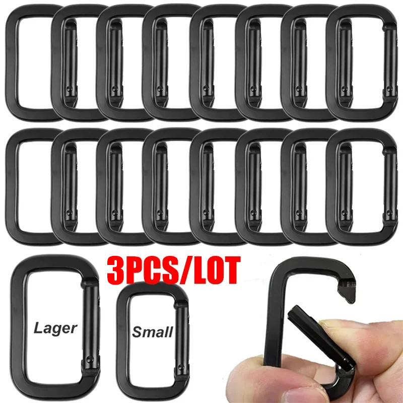 1/3Pcs Square-Ring Carabiner Buckles Spring Snap Hooks Clip Keychain ...