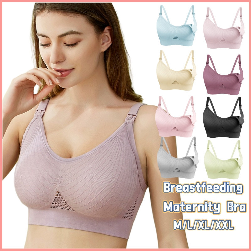 Front bra button breast feeding bra bra butang depan Middle old-aged women  vest elderly cotton large underwear linge
