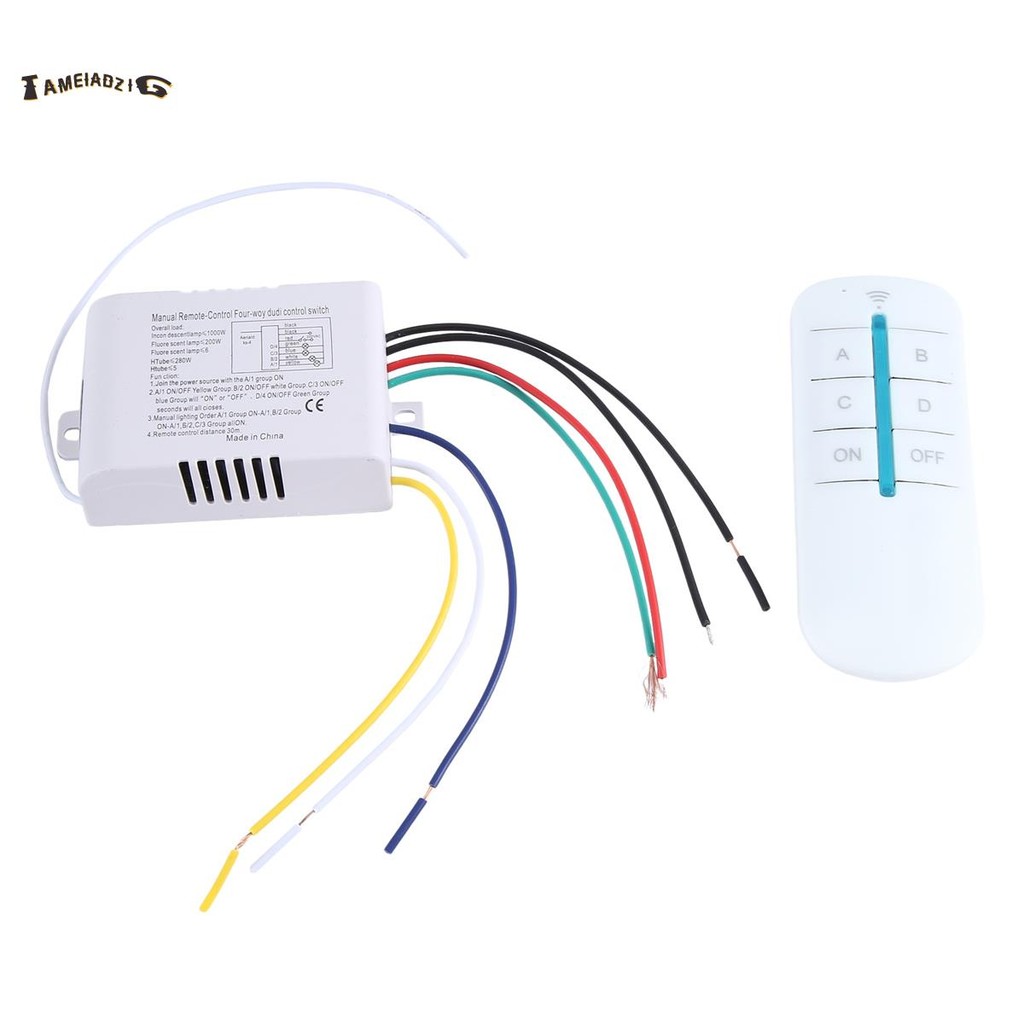 4 Way Light Lamp Digital Wireless Remote Control Switch ON/OFF 220V ...