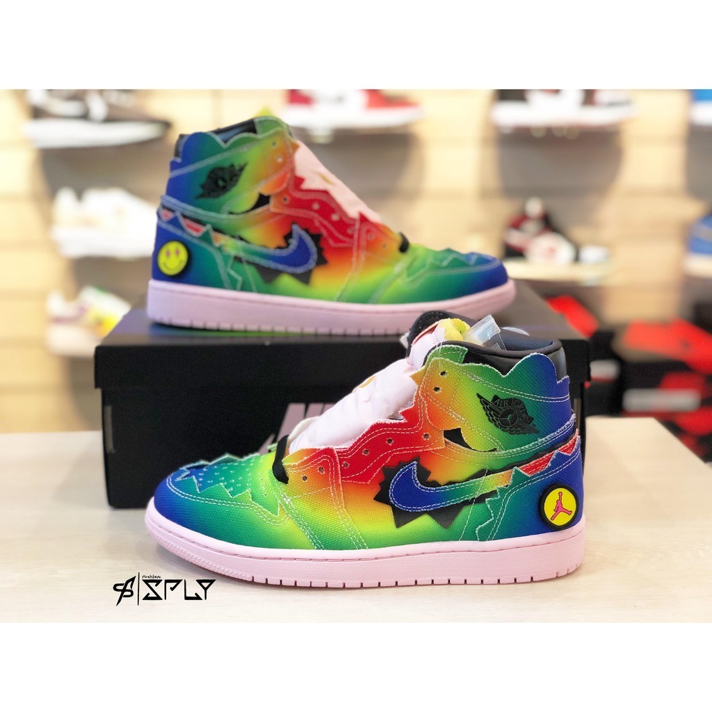 Real Shot Special Offer J Balvin X Air Jordan 1 Og Rainbow Tie Dye