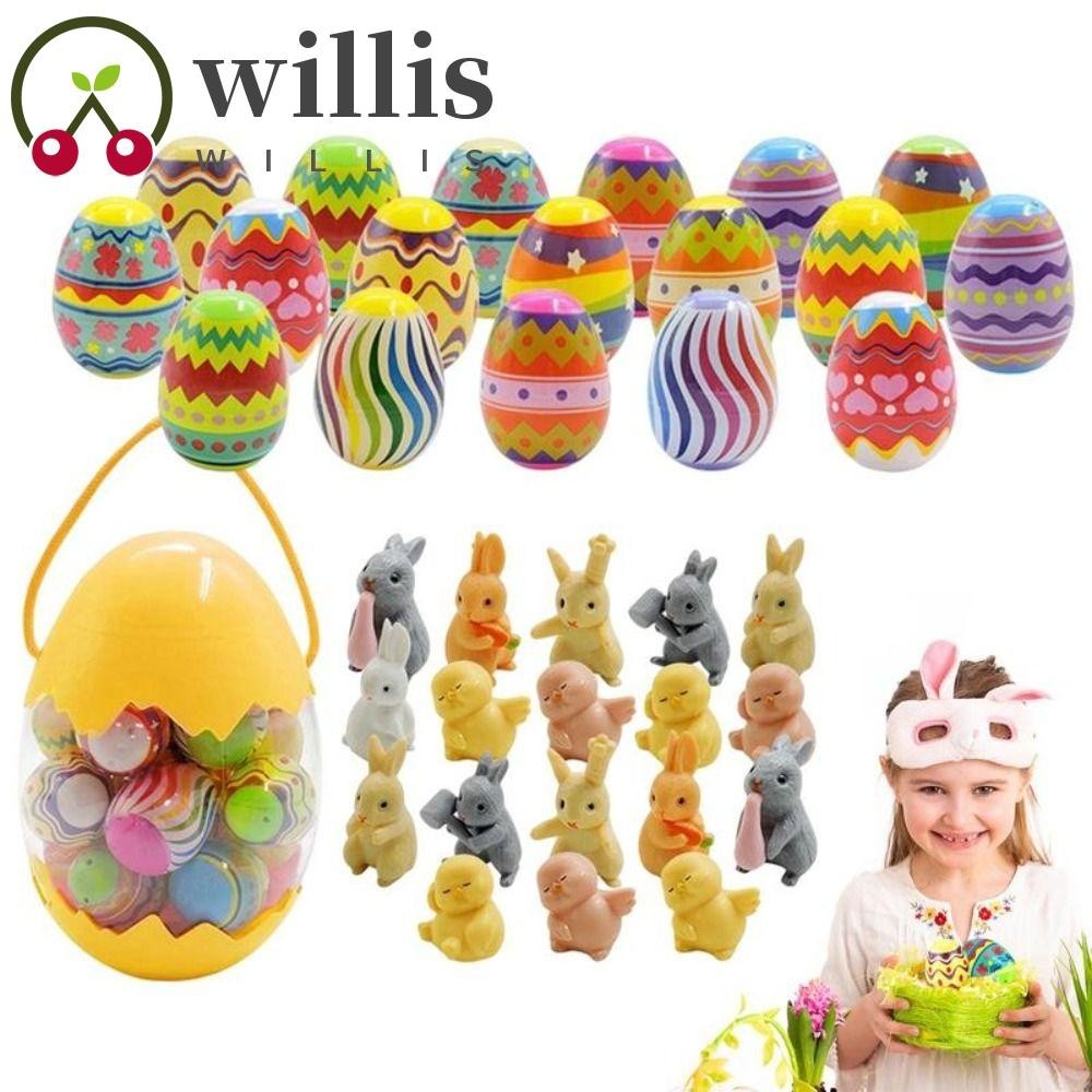 WILLIS Easter Eggs Toy, Plastic Rabbit Egg Shaped Bucket, Plastic Chick ...