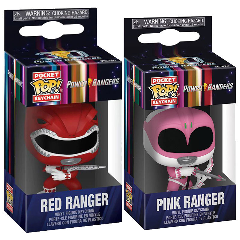 Funko Pop POWER RANGERS Keychain Red Ranger Pink Ranger Action Figure ...